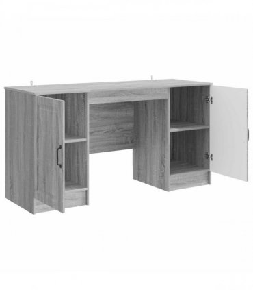 vidaXL Desk with Shelf Grey Sonoma 142.5 x 50 x 75 cm Engineered Wood — V0672158652