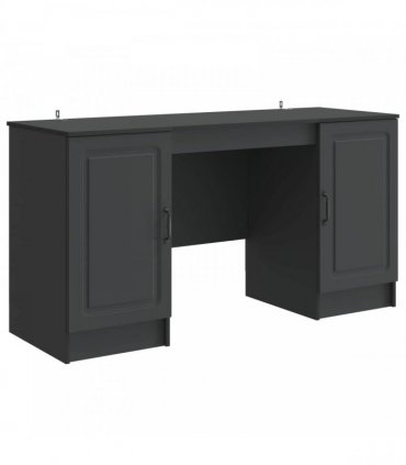 vidaXL Desk with Shelf Black 142.5 x 50 x 75 cm Engineered Wood — V0672158656