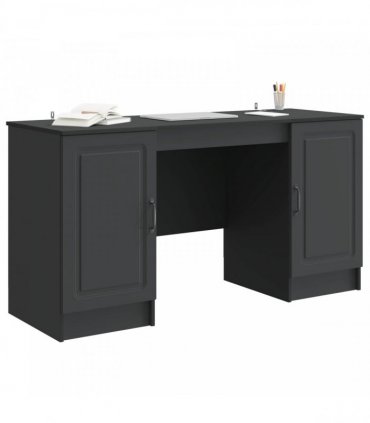 vidaXL Desk with Shelf Black 142.5 x 50 x 75 cm Engineered Wood — V0672158656