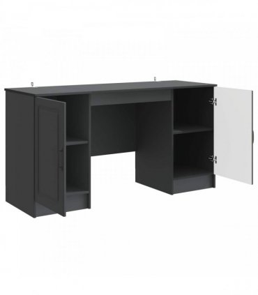 vidaXL Desk with Shelf Black 142.5 x 50 x 75 cm Engineered Wood — V0672158656