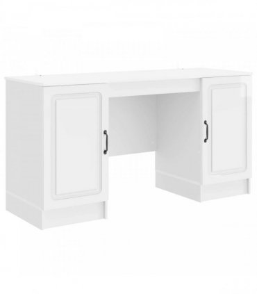 vidaXL Desk High Gloss White 142.5 x 50 x 75 cm Engineered Wood — V0672158657