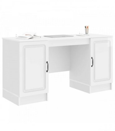 vidaXL Desk High Gloss White 142.5 x 50 x 75 cm Engineered Wood — V0672158657
