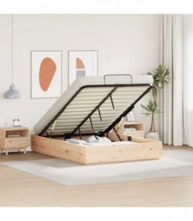 vidaXL Ottoman Bed Frame Natural 140 x 190 cm Solid Pine Wood