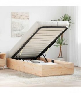 vidaXL Ottoman Bed Frame Natural 90 x 200 cm Solid Pine Wood