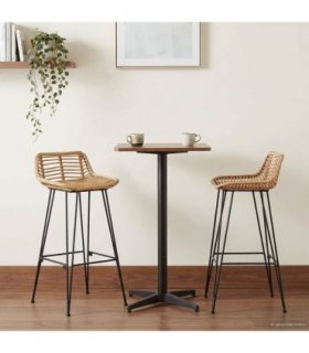 vidaXL Bar Chair 44 x 46 x 91 cm Rod Iron Dia, 10mm — Colour: Natural