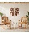 vidaXL Handcarved Rose Chair 2 pcs Natural Solid Teak Wood — Model: with shell pattern