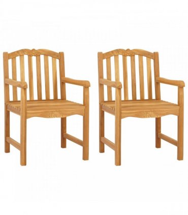 vidaXL Handcarved Rose Chair 2 pcs Natural Solid Teak Wood — Model: with shell pattern