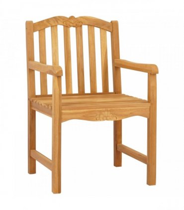 vidaXL Handcarved Rose Chair 2 pcs Natural Solid Teak Wood — Model: with shell pattern