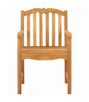 vidaXL Handcarved Rose Chair 2 pcs Natural Solid Teak Wood — Model: with shell pattern