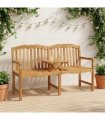 vidaXL Handcarved Rose Bench 155 x 60 x 94 cm Solid Teak Wood Natural — Model: with shell pattern
