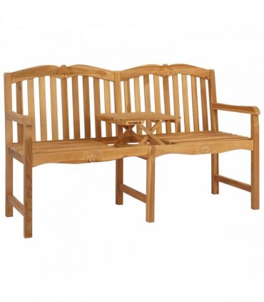 vidaXL Handcarved Rose Bench 155 x 60 x 94 cm Solid Teak Wood Natural — Model: with shell pattern