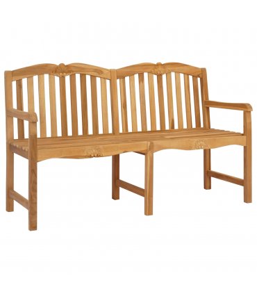 vidaXL Handcarved Rose Bench 155 x 60 x 94 cm Solid Teak Wood Natural — Model: with shell pattern