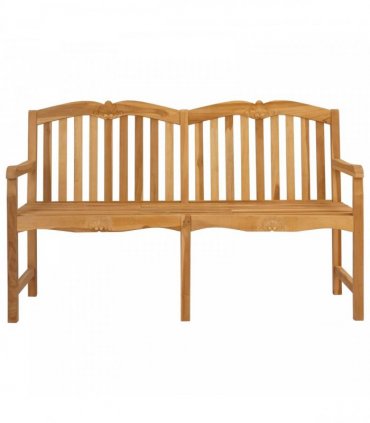 vidaXL Handcarved Rose Bench 155 x 60 x 94 cm Solid Teak Wood Natural — Model: with shell pattern