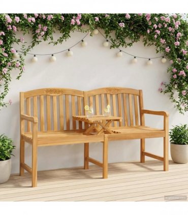 vidaXL Handcarved Rose Bench 150.5 x 60 x 95 cm Solid Teak Wood — Model: with rose pattern