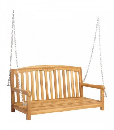 vidaXL Swing Bench 114 x 61 x 61.5 cm Solid Teak Wood Natural — Model: with rose pattern