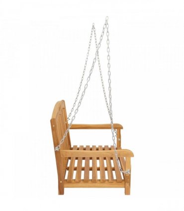 vidaXL Swing Bench 114 x 61 x 61.5 cm Solid Teak Wood Natural — Model: with rose pattern