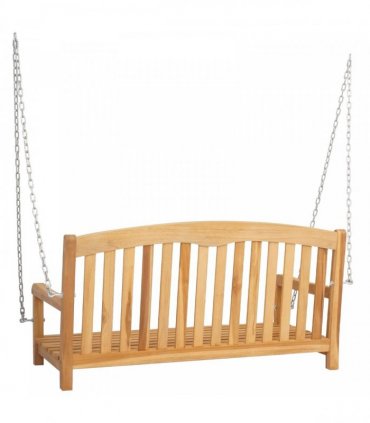 vidaXL Swing Bench 114 x 61 x 61.5 cm Solid Teak Wood Natural — Model: with rose pattern