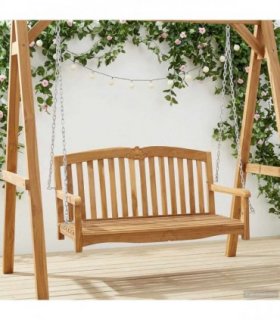 vidaXL Swing Bench 114 x 60 x 60.5 cm Solid Teak Wood Natural — Model: with shell pattern