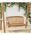 vidaXL Swing Bench 114 x 60 x 60.5 cm Solid Teak Wood Natural — Model: with shell pattern