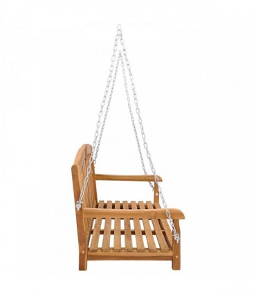 vidaXL Swing Bench 114 x 60 x 60.5 cm Solid Teak Wood Natural — Model: with shell pattern