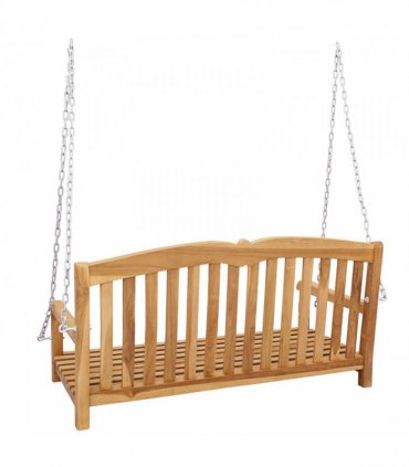 vidaXL Swing Bench 114 x 60 x 60.5 cm Solid Teak Wood Natural — Model: with shell pattern