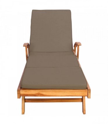 vidaXL Sun Lounger with Cushion 100% Polyester Solid-Teak — Colour: Brown and taupe, Model: without table