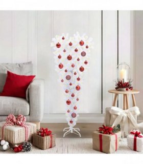 vidaXL Artificial Christmas Tree with Stand White 120 cm PVC and Steel — Colour: Red — V0672158842