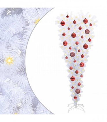 vidaXL Artificial Christmas Tree with Stand White 120 cm PVC and Steel — Colour: Red — V0672158842