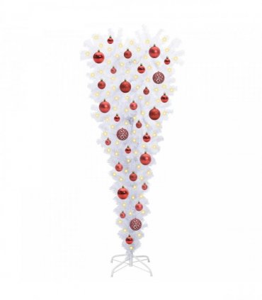 vidaXL Artificial Christmas Tree with Stand White 120 cm PVC and Steel — Colour: Red — V0672158842