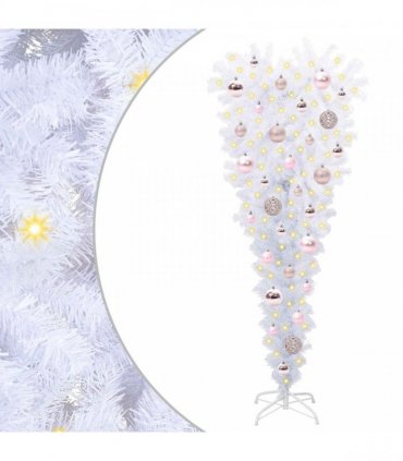 vidaXL Artificial Christmas Tree with Stand White 120 cm PVC and Steel — Colour: Pink — V0672158848