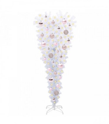 vidaXL Artificial Christmas Tree with Stand White 120 cm PVC and Steel — Colour: Pink — V0672158848