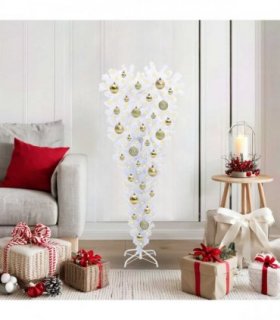 vidaXL Artificial Christmas Tree with Stand White 120 cm PVC and Steel — Colour: Gold — V0672158849