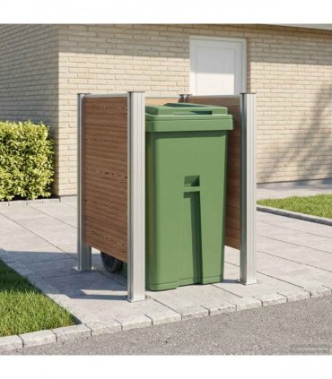 vidaXL Garbage Bin Fence Brown 85 x 85 x 115 cm Aluminium and WPC — Model: U shape