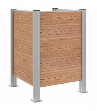 vidaXL Garbage Bin Fence Brown 85 x 85 x 115 cm Aluminium and WPC — Model: U shape