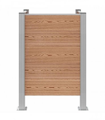 vidaXL Garbage Bin Fence Brown 85 x 85 x 115 cm Aluminium and WPC — Model: U shape