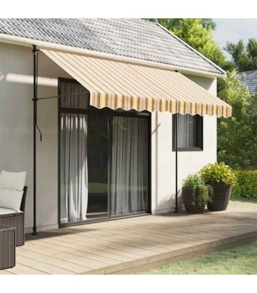 vidaXL Replacement Fabric for Awning Valance Yellow and Grey Stripe 3 m