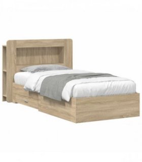 vidaXL Bed Frame with Storage Sonoma Oak 75 x 190 cm Engineered Wood