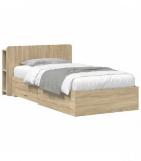 vidaXL Bed Frame with Storage Sonoma Oak 75 x 190 cm Engineered Wood — V0672160145