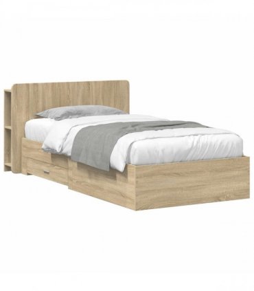 vidaXL Bed Frame with Storage Sonoma Oak 75 x 190 cm Engineered Wood — V0672160145