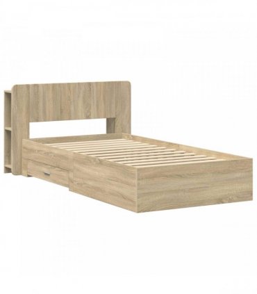 vidaXL Bed Frame with Storage Sonoma Oak 75 x 190 cm Engineered Wood — V0672160145
