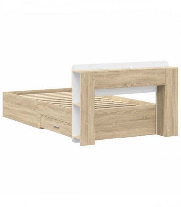 vidaXL Bed Frame with Storage Sonoma Oak 75 x 190 cm Engineered Wood — V0672160145