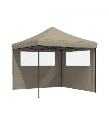 vidaXL Foldable Party Tent Pop-Up with 2 Sidewalls Taupe