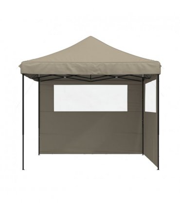 vidaXL Foldable Party Tent Pop-Up with 2 Sidewalls Taupe