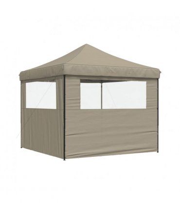 vidaXL Foldable Party Tent Pop-Up with 2 Sidewalls Taupe