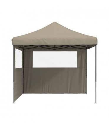 vidaXL Foldable Party Tent Pop-Up with 2 Sidewalls Taupe