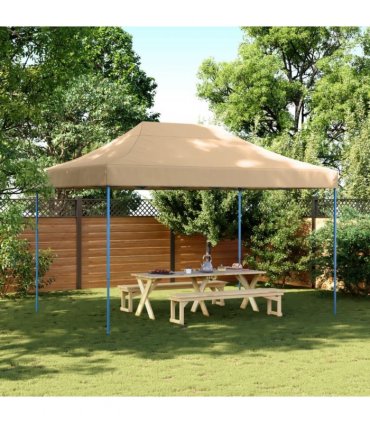 vidaXL Foldable Party Tent Pop-Up Beige 410x279x315 cm — Model: without sidewall