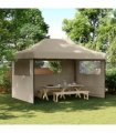 vidaXL Foldable Party Tent Pop-Up with 3 Sidewalls Taupe