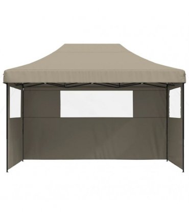vidaXL Foldable Party Tent Pop-Up with 3 Sidewalls Taupe