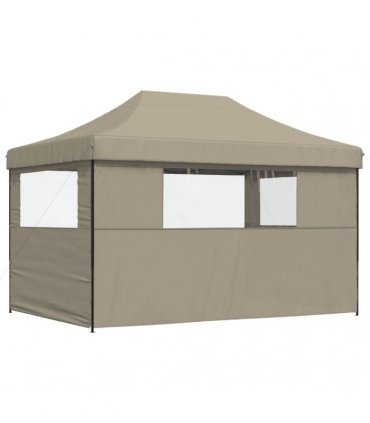 vidaXL Foldable Party Tent Pop-Up with 3 Sidewalls Taupe