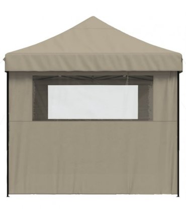vidaXL Foldable Party Tent Pop-Up with 3 Sidewalls Taupe